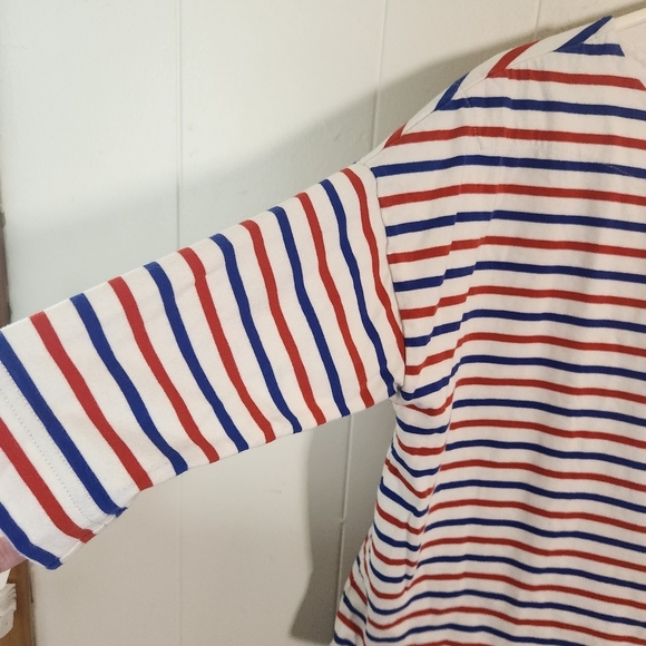 J Crew Red White Blue Oversized Striped Tee Size Small - Picture 10 of 16
